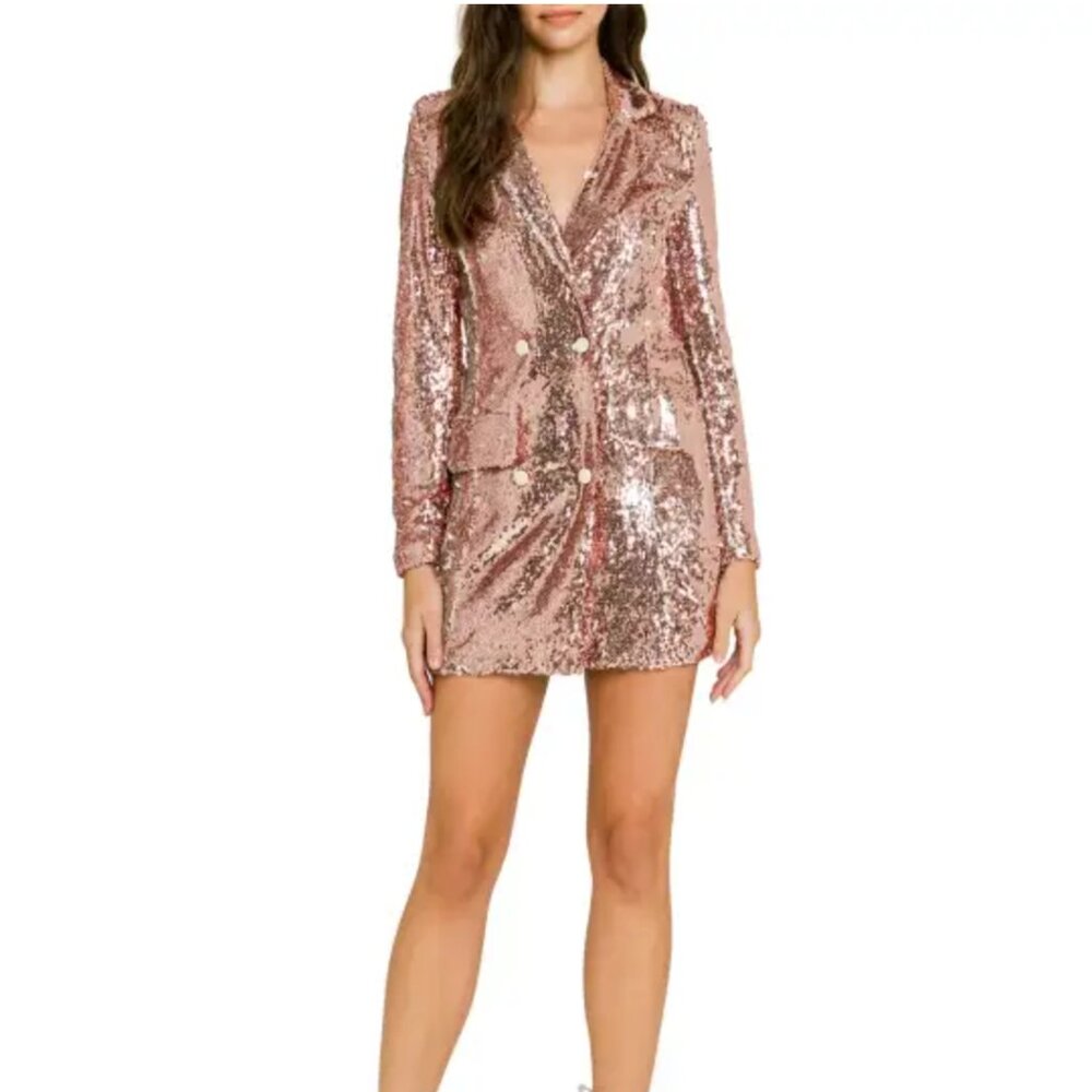 Endless Rose Double Breasted Blazer/Dress Rose Gold Small